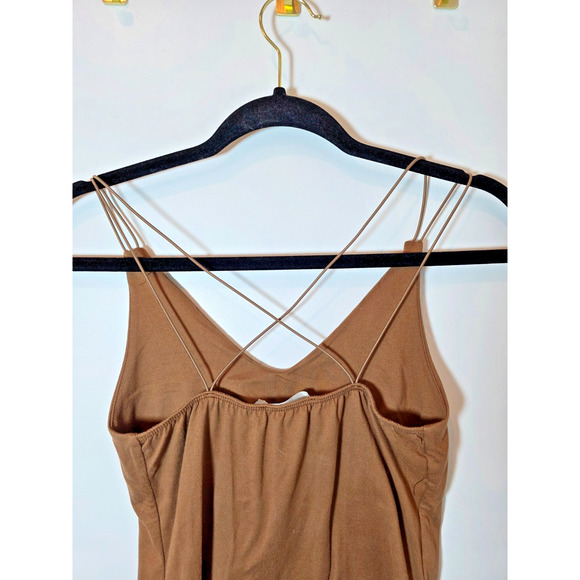 Vintage Y2k Brown Cami Top Women's Spaghetti Strap Cropped Size Small - Picture 5 of 8